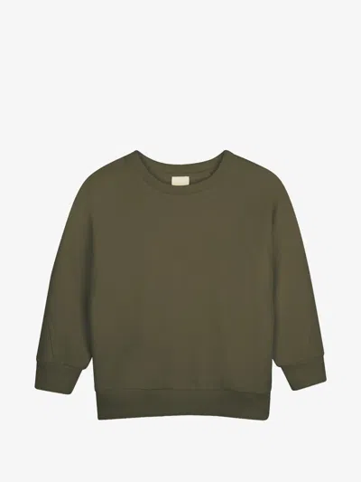 Givenchy Kids Boys 100% Cotton Crewneck Sweatshirt With Embroidered Chest Logo In Verde