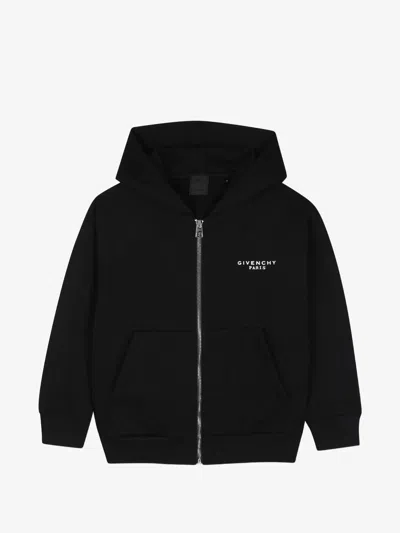 GIVENCHY GIVENCHY KIDS BOYS 100% COTTON FULL-ZIP HOODIE WITH PRINTED LOGO