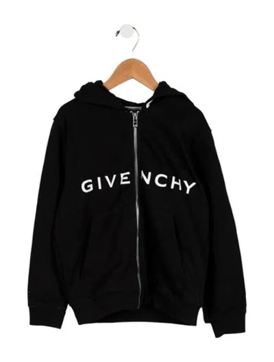 Pre-owned Givenchy Kids Boys' Graphic Print Zip-up Sweatshirt In Black