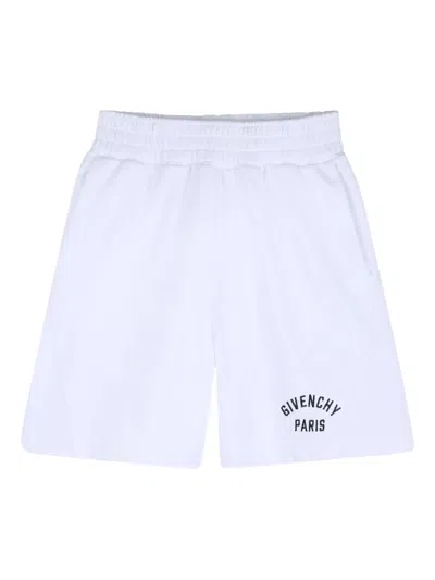 Givenchy Kids Boys' Mini Aesthetic Waist Embroidered Logo Shorts In White