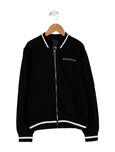 Pre-owned Givenchy Kids Boys' Zip Up Jacket W/ Embroidery Accents W/ Tags In Black/white
