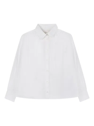Givenchy Kids Button-up Long Sleeve Shirt For Girls In White