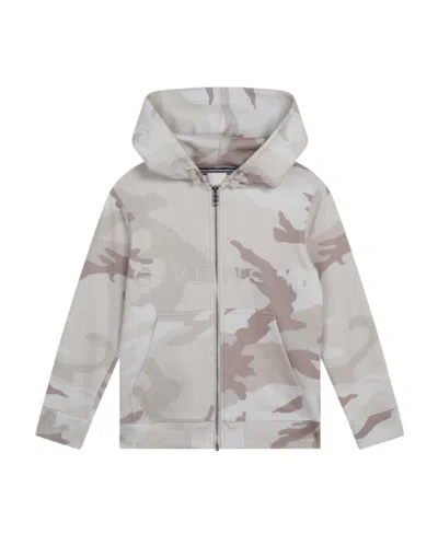 Givenchy Kids Camouflage Printed Zipped Long-sleeved Hoodie In Gray