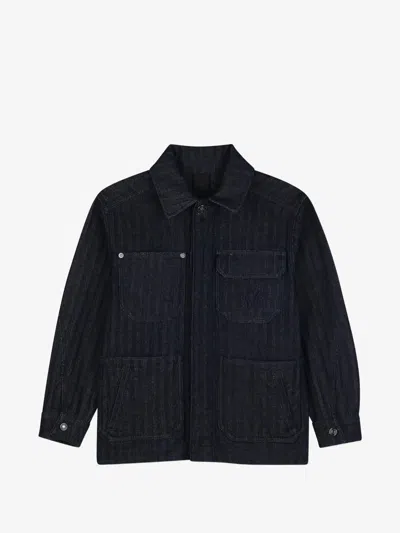 Givenchy Kids Classic-collar Kids Button-front Shirt With Pockets And Leather Logo Detail In Blu