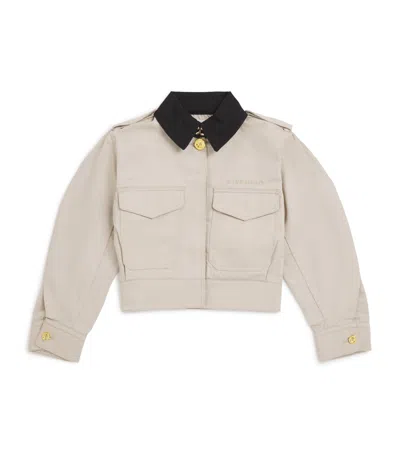 Givenchy Kids Cotton Contrast-collar Jacket In Sand