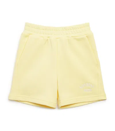 Givenchy Kids Cotton Logo Sweat Shorts In Yellow