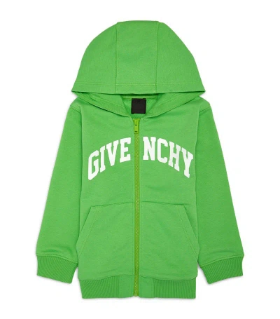 Givenchy Kids' Curved-logo Zipped Hoodie (4-12+ Years) In Green