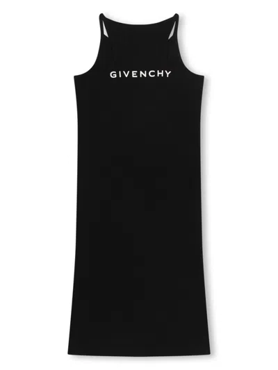 Givenchy Kids' 4g 标牌棉连衣裙 In Black