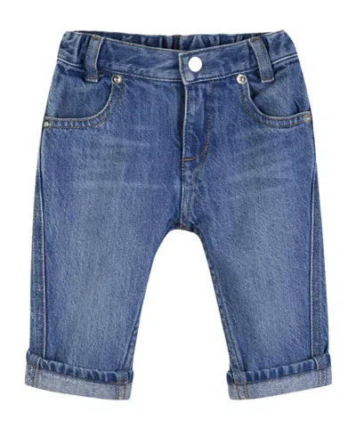 Givenchy Kids Elasticated Waistband Cuffed Jeans In Blue