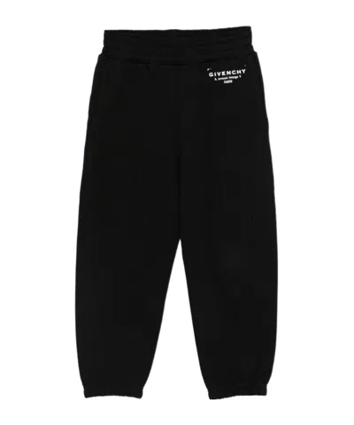 Givenchy Kids Elasticated Waistband Logo Printed Track Pants In Black