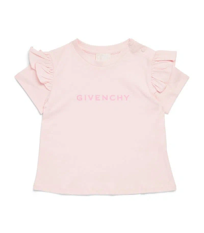 Givenchy Kids Frill-sleeve Logo T-shirt (2-3 Years) In Pink