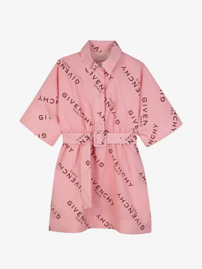 Givenchy Kids' Logo-print Belted Dress In Pink