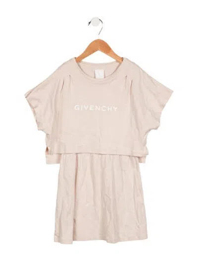 Pre-owned Givenchy Kids Girls' Logo Print Dress In Neutrals