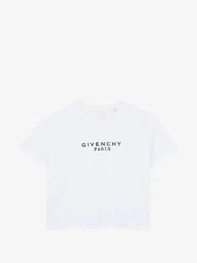Givenchy Kids Girls Mini Crew Neck T-shirt With Front Logo In Bianco