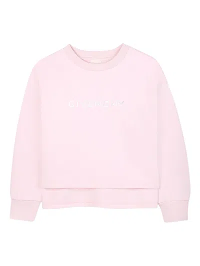 Givenchy Kids Girls' Mini Printed Logo Sweater With Ribbed Hems In Pink