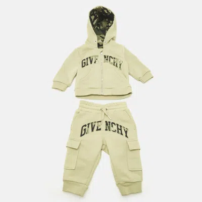 Pre-owned Givenchy Kids Green Logo Embroidery Cotton Knit Hoodie And Sweatpants Set 6 M