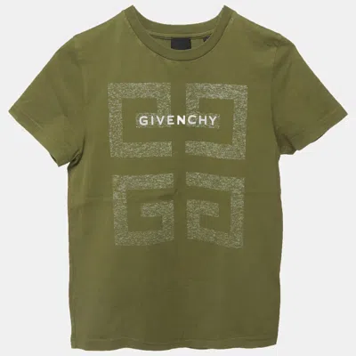 Pre-owned Givenchy Kids Green Logo Graphic Jersey T-shirt 8 Yrs