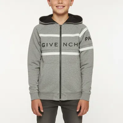 Pre-owned Givenchy Kids Grey Logo Cotton Knit Hoodie 12 Yrs In Gray