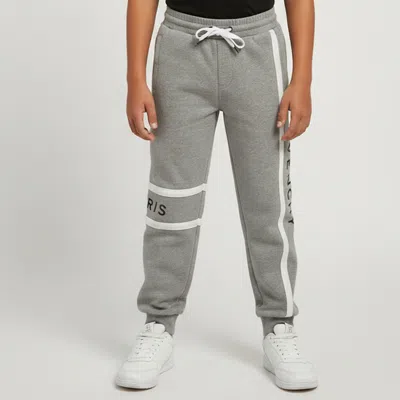 Pre-owned Givenchy Kids Grey Logo Striped Cotton Knit Sweatpants 10 Yrs In Gray