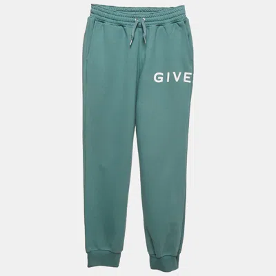 Pre-owned Givenchy Kids Greyish Green Fleece 4g Jogger 12+ Yrs