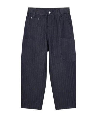 Givenchy Kids Herringbone Pattern Wide Leg Cargo Pants In Blue