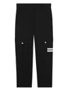 Givenchy Kids Kids Button-fly Side Cargo Pants With Logo Patch In Nero