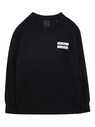 Givenchy Kids Kids' Casual Ribbed Cuff Sweater With Embroidered Logo In Black
