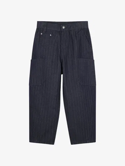 Givenchy Kids Kids Herringbone Print Wide-leg Jeans With Embroidered Logo In Blu