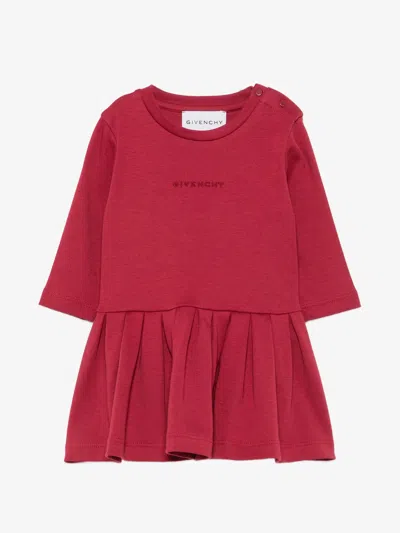 Givenchy Kids Kids Long-sleeve Embroidered Logo Flared Mini Dress In Red
