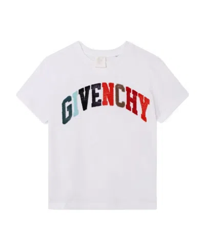 Givenchy Kids Logo Embroidered Crewneck T-shirt In White