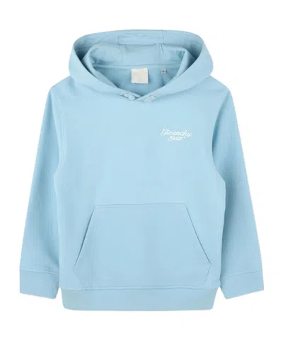 Givenchy Kids Logo Embroidered Drawstring Hoodie In Blue