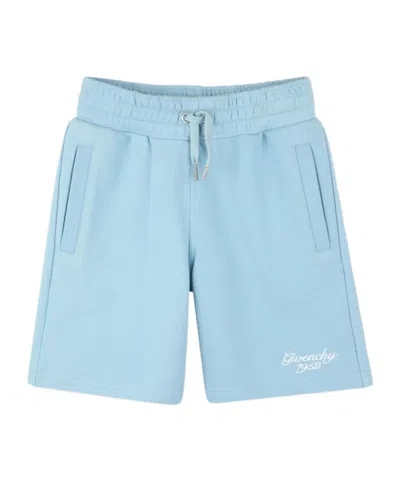 Givenchy Kids Logo Embroidered Drawstring Shorts In Blue