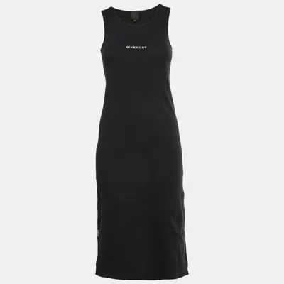 Pre-owned Givenchy Kids Logo Embroidered Jersey Dress 12+yrs In Black