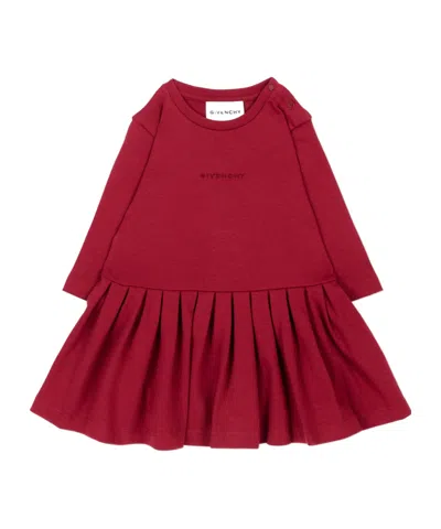 Givenchy Kids Logo Embroidered Long-sleeved Dress In Red