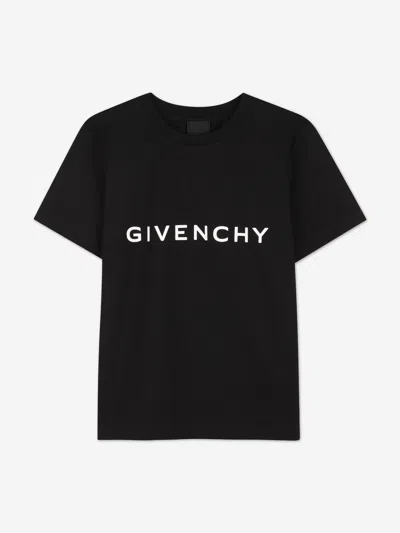 Givenchy Kids Logo Print T-shirt In Black
