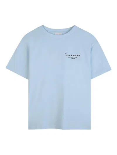 Givenchy Kids Logo Printed Crewneck T-shirt In Blue