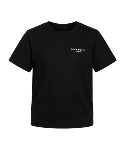 Givenchy Kids Logo Printed Crewneck T-shirt In Black