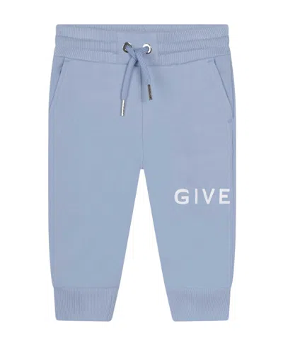 Givenchy Kids Logo Printed Drawstring Pants In Blue