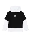 Givenchy Kids Logo Printed Layered Hoodie In Black