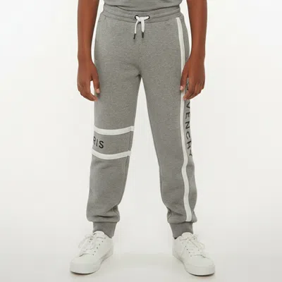 Pre-owned Givenchy Kids Logo Striped Cotton Knit Sweatpants 12 Yrs In Gray