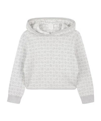 Givenchy Kids Logo-jacquard Knitted Hoodie In Gray