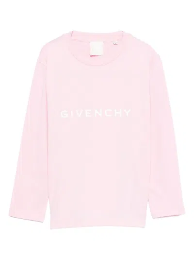 Givenchy Kids Long Sleeve Logo T-shirt For Boys In Pink