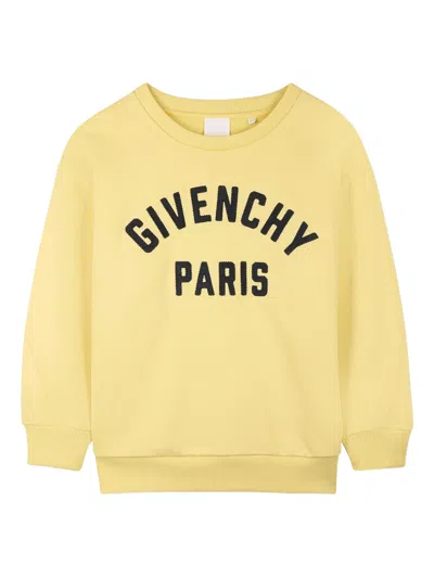 Givenchy Kids Mini Boys' Ribbed Neck Sweater With Embroidered Design In Yellow