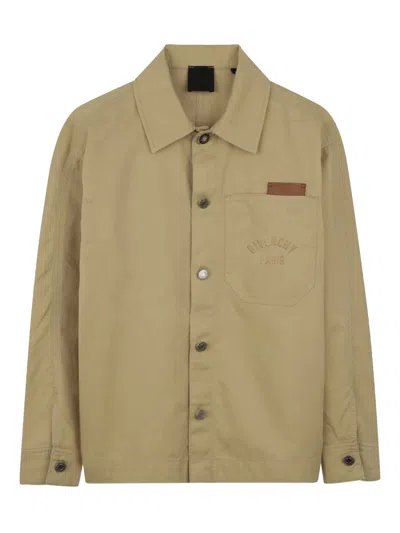 Givenchy Kids Mini Button Fastening Jacket With Chest Pocket For Boys In Sand