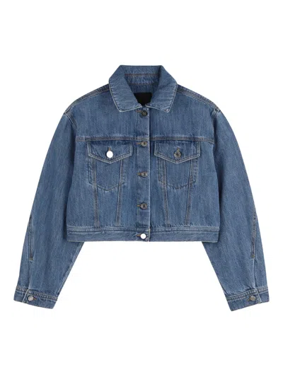 Givenchy Kids Mini Buttoned Jacket With Pockets For Girls In Blue