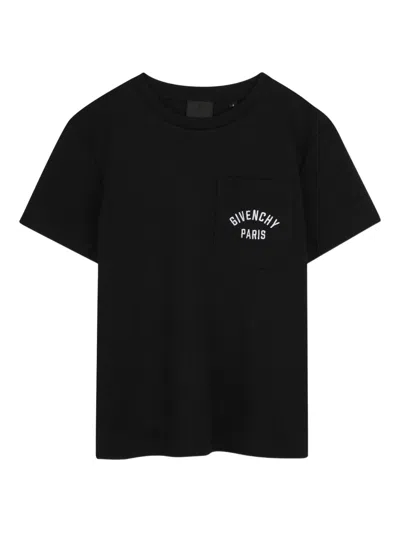 Givenchy Kids Mini Chest Pocket T-shirt With Logo Emroidery In Black