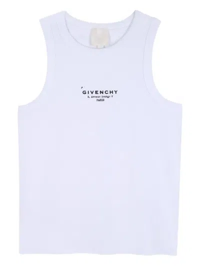 Givenchy Kids Mini Crethestanesedew Neck Shirt With Signature Print In White