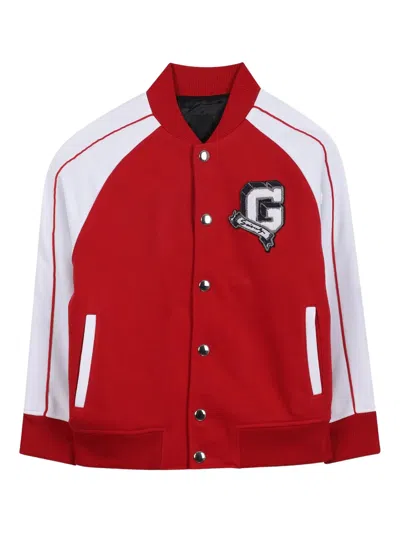 Givenchy Kids Mini Embroidered Logo Jacket With Contrasting Sleeves In Red