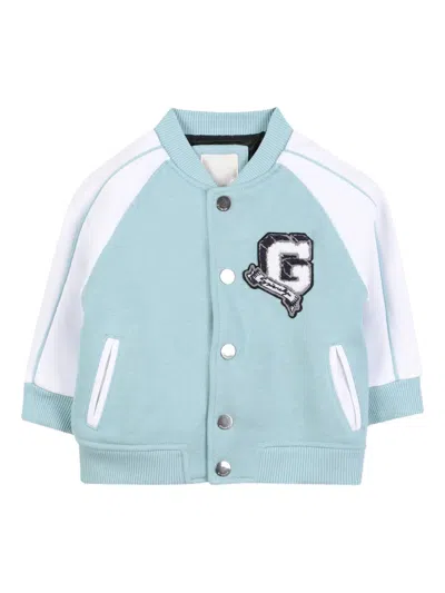 Givenchy Kids Mini Jacket With Contrast Sleeves And Embroidered Detail In Blue