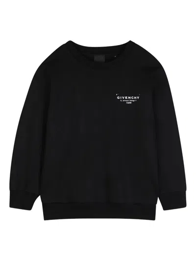 Givenchy Kids Mini Ribbed Neck Sweater With Logo Print For Boys In Black